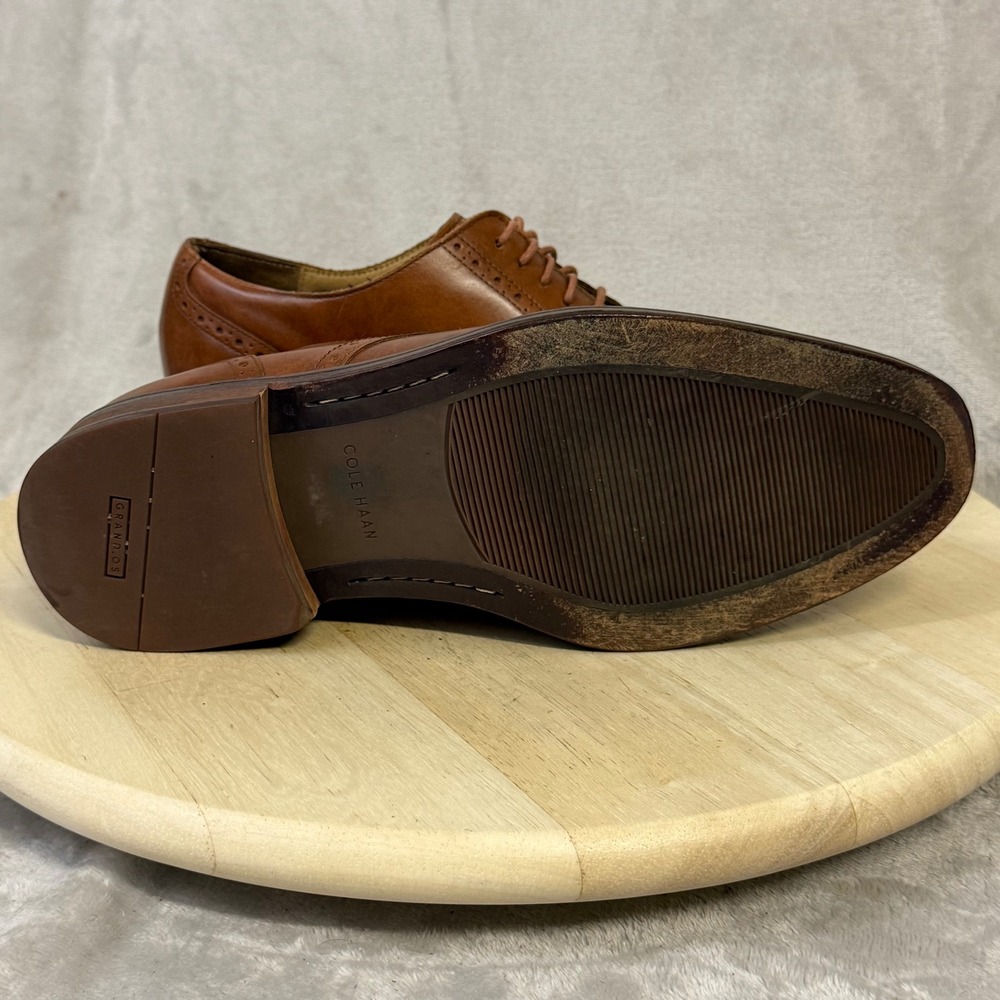 Cole Haan Grand.OS Mens 8 W British Tan Leather Wingtip Oxford C12845 - Picture 10 of 16